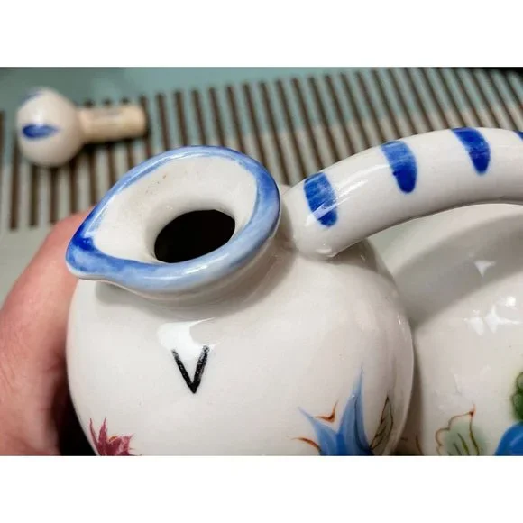 Vintage Nasco Hand Painted Ceramic Pottery OIL & VINEGAR CRUET - Picture 7 of 9